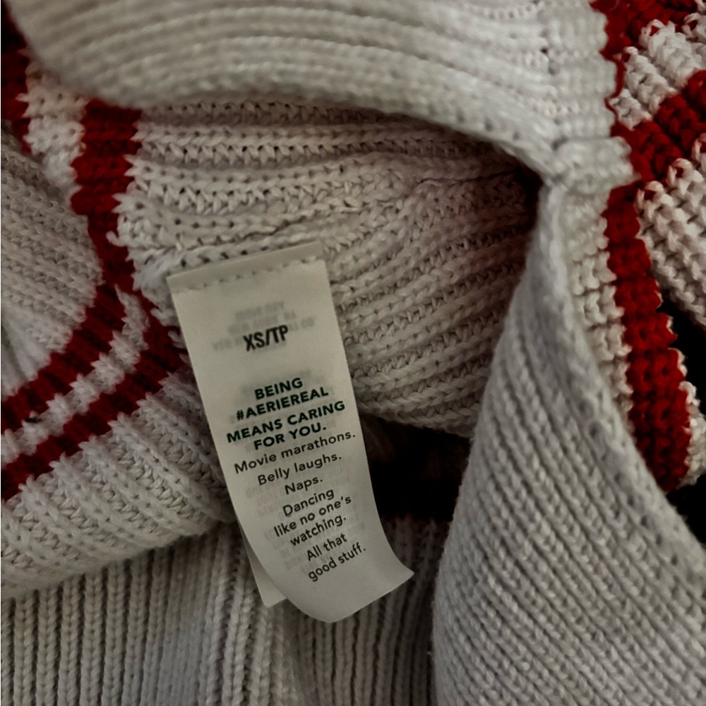 Aerie Coral and White Striped Cropped Sweater - XS - Picture 6 of 7